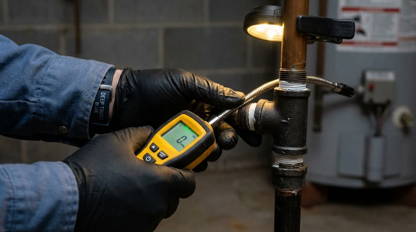 Gas leak detection with electronic sniffer by Johns Plumbing LLC in Pardeeville