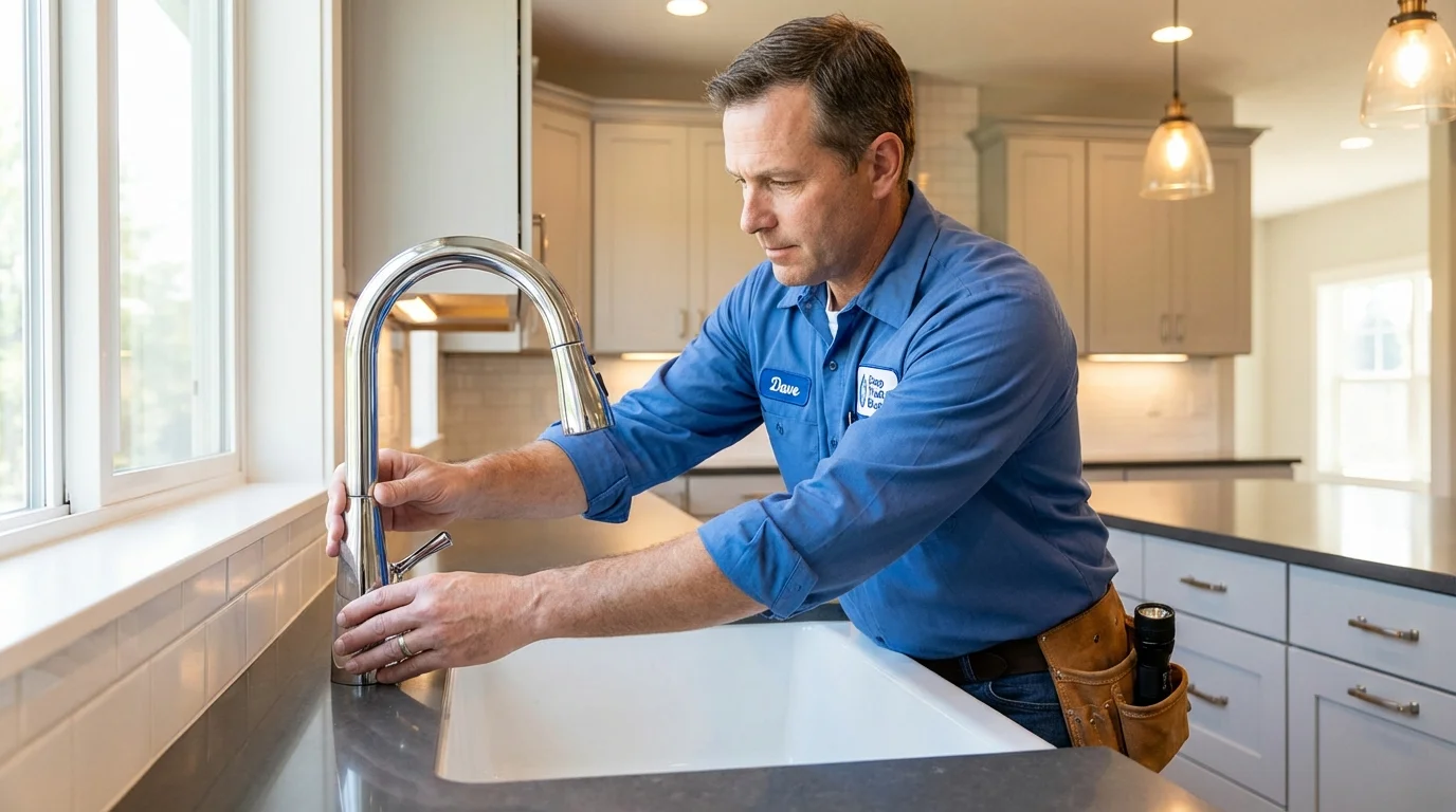 Kitchen faucet installation by Johns Plumbing LLC in Pardeeville